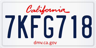 CA license plate 7KFG718