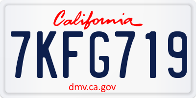 CA license plate 7KFG719