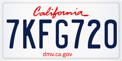 CA license plate 7KFG720