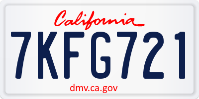CA license plate 7KFG721