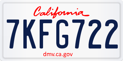 CA license plate 7KFG722