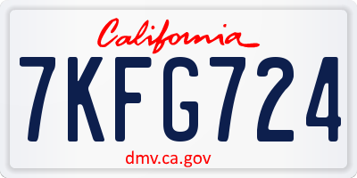 CA license plate 7KFG724