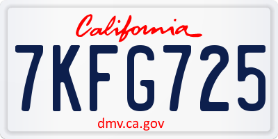 CA license plate 7KFG725