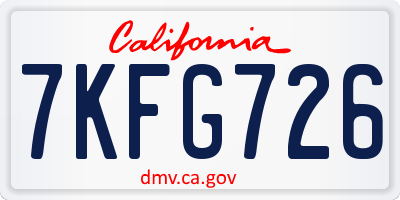 CA license plate 7KFG726