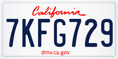 CA license plate 7KFG729
