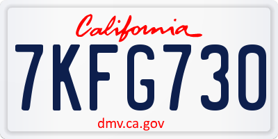 CA license plate 7KFG730