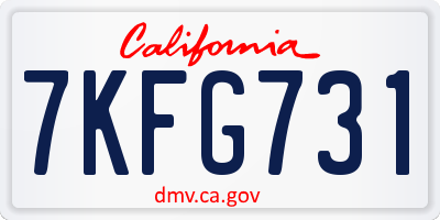 CA license plate 7KFG731