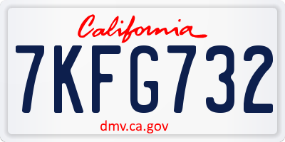 CA license plate 7KFG732