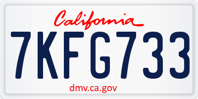 CA license plate 7KFG733