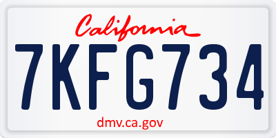 CA license plate 7KFG734