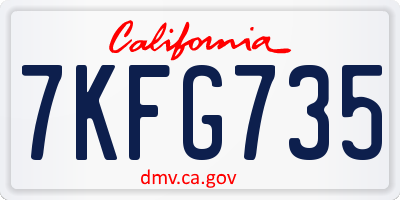CA license plate 7KFG735