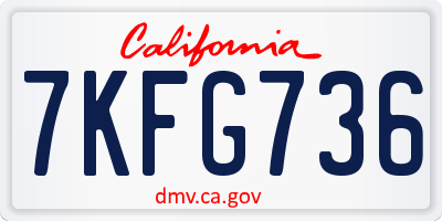 CA license plate 7KFG736