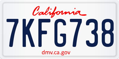 CA license plate 7KFG738