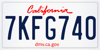 CA license plate 7KFG740