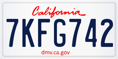 CA license plate 7KFG742