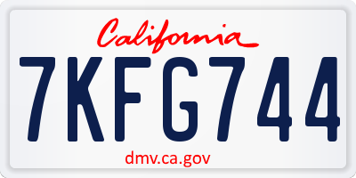 CA license plate 7KFG744