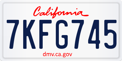 CA license plate 7KFG745