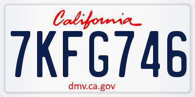 CA license plate 7KFG746