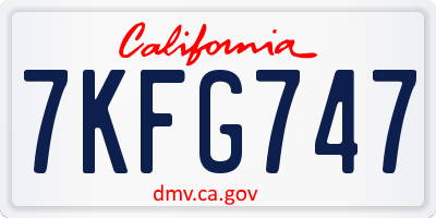 CA license plate 7KFG747