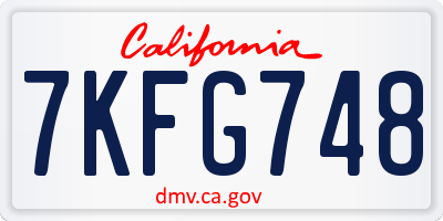 CA license plate 7KFG748