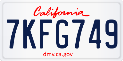 CA license plate 7KFG749