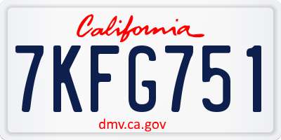 CA license plate 7KFG751