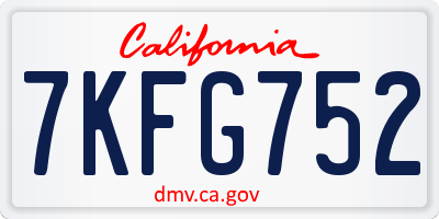 CA license plate 7KFG752