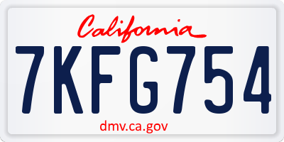 CA license plate 7KFG754