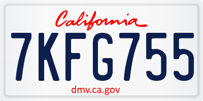 CA license plate 7KFG755