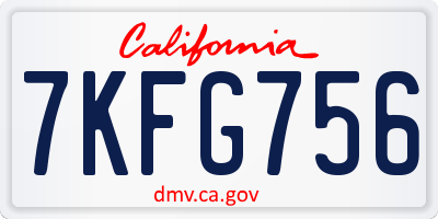 CA license plate 7KFG756