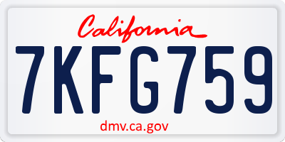 CA license plate 7KFG759