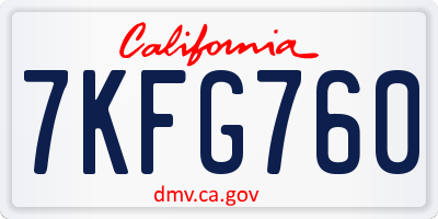 CA license plate 7KFG760