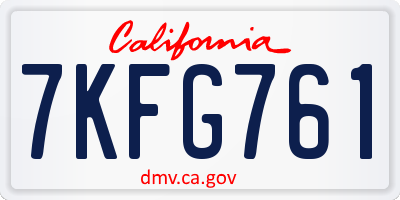 CA license plate 7KFG761