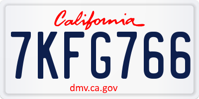 CA license plate 7KFG766