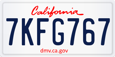 CA license plate 7KFG767