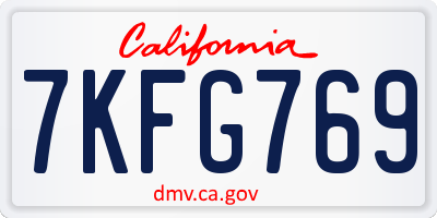 CA license plate 7KFG769