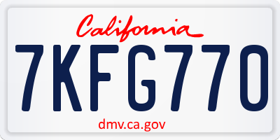 CA license plate 7KFG770