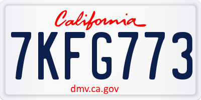 CA license plate 7KFG773