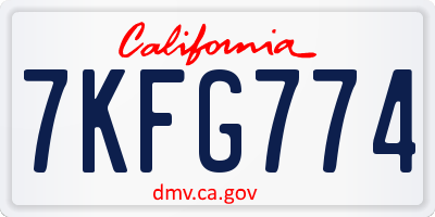 CA license plate 7KFG774