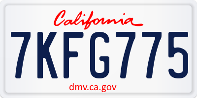 CA license plate 7KFG775