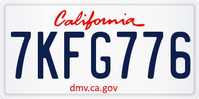 CA license plate 7KFG776