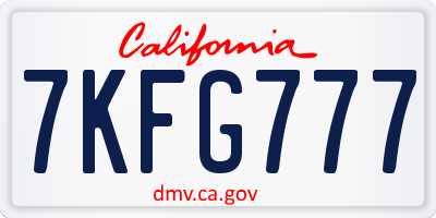 CA license plate 7KFG777