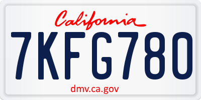 CA license plate 7KFG780