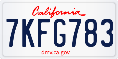 CA license plate 7KFG783