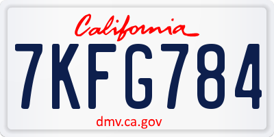 CA license plate 7KFG784