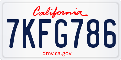 CA license plate 7KFG786