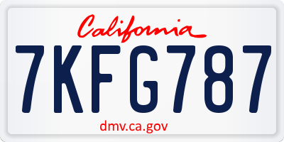 CA license plate 7KFG787