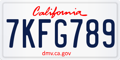 CA license plate 7KFG789