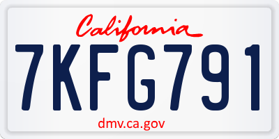 CA license plate 7KFG791