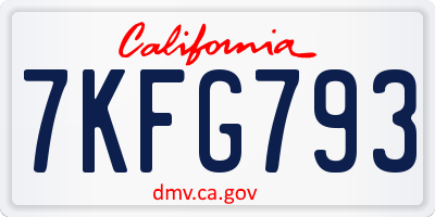 CA license plate 7KFG793